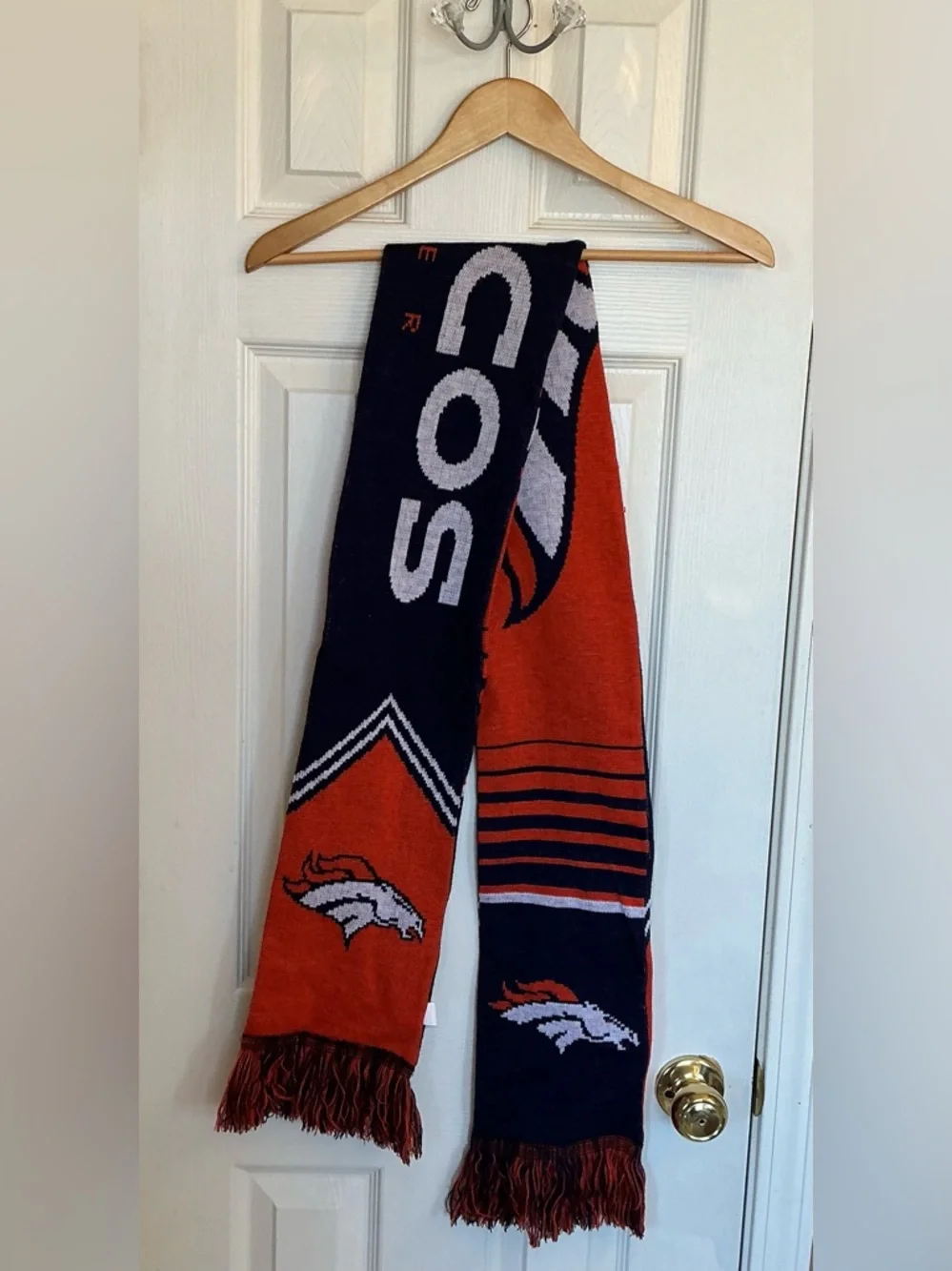 Denver Broncos Scarf Forever Brand NFL Football Orange Blue Unisex Adult